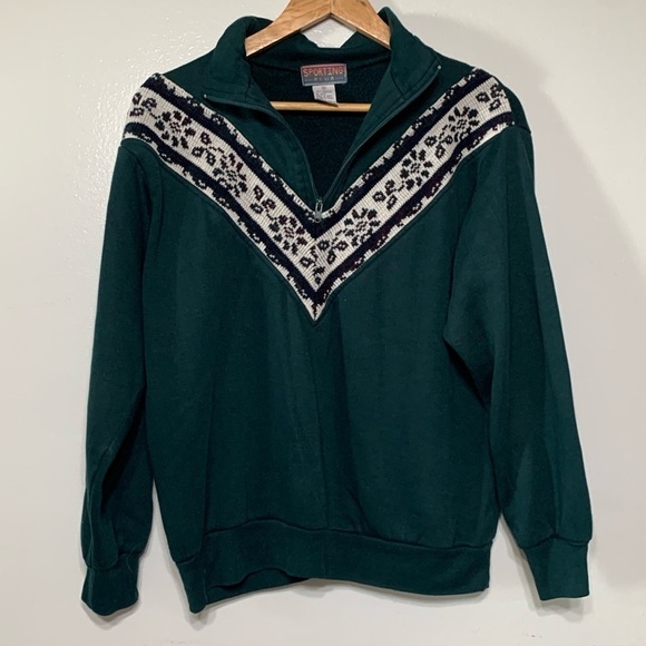 Vintage 1990s Sporting Club Green Knit Sweater Size S - Picture 1 of 4